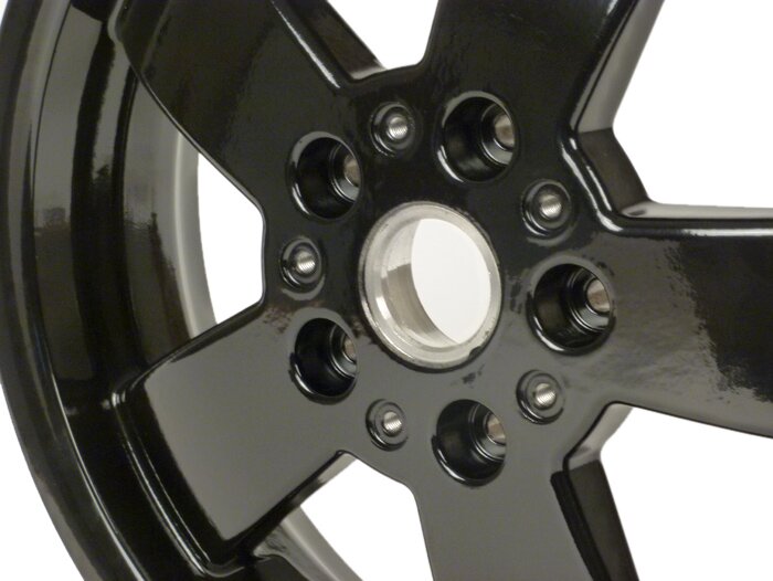 Felge -PIAGGIO GTS125/300 Super Sport, HPE, Supertech, Notte - schwarz glänzend, (3.00x12) - 5 Speichen - passend für Vespa GTS, HPE 125/300ccm - hinten (2017-, ABS Tonrad an Felge verschraubt)