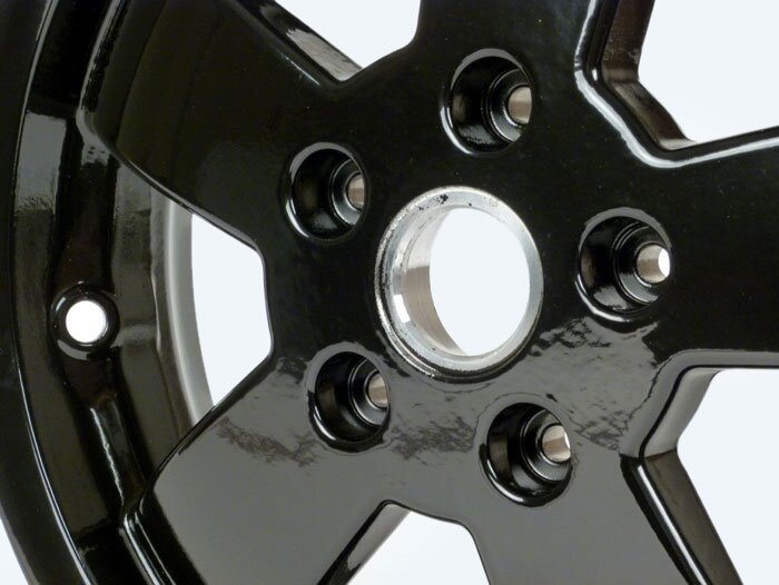 Pelek -PIAGGIO GTS125/300 Super Sport, HPE, Supertech, Notte - hitam mengkilap, (3.00x12) - 5 jari-jari - cocok untuk Vespa GT, GTL, GTS, GTV, HPE 125-300cc - depan (semua tahun) dan belakang (2014-2016)