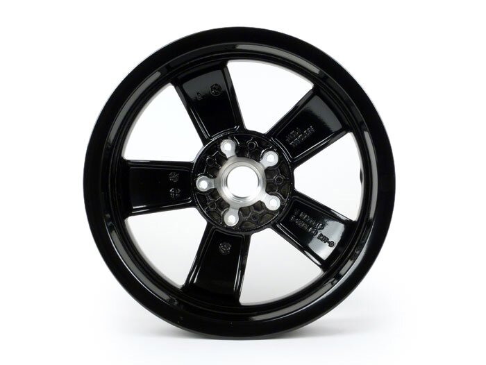 Pelek -PIAGGIO GTS125/300 Super Sport, HPE, Supertech, Notte - hitam mengkilap, (3.00x12) - 5 jari-jari - cocok untuk Vespa GT, GTL, GTS, GTV, HPE 125-300cc - depan (semua tahun) dan belakang (2014-2016)