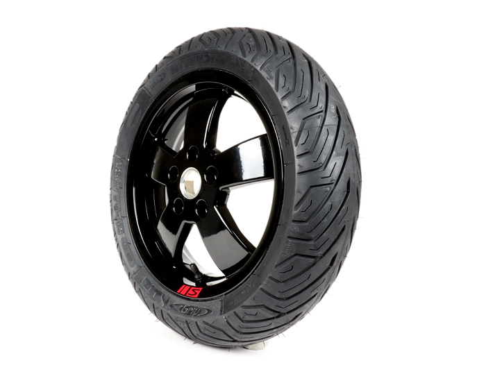 Ban musim panas depan lengkap -MICHELIN City Grip 120/70 - 12 TL 51P rf - Vespa GT, GTL, GTS 125-300, GTV - pelek Super Sport 2017 - hitam