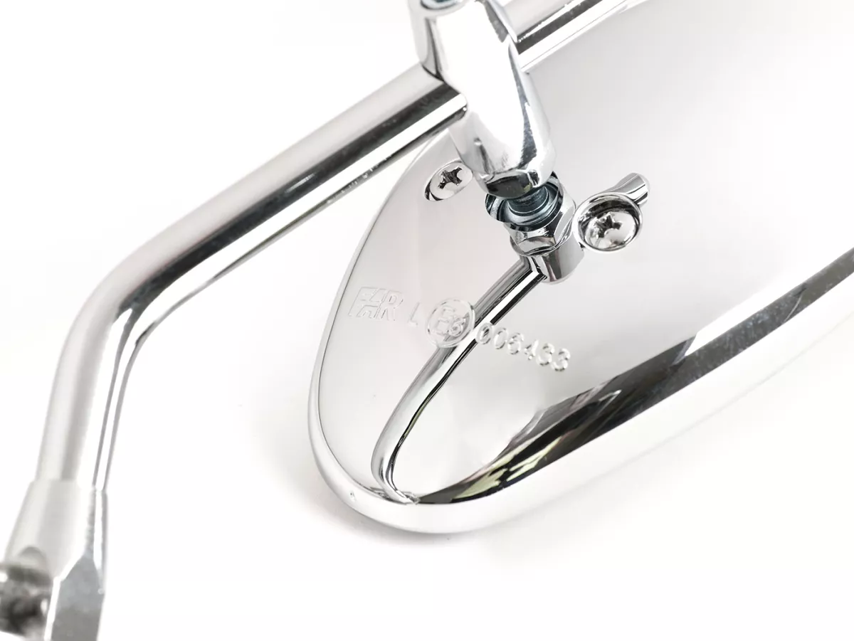 Mirror -FAR clip on- chrome universal - trapezförmig - left