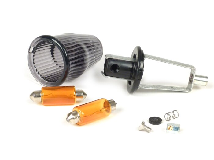 Clignotant -QUALITÉ OEM clignotant embout guidon- Vespa Rally180 (VSD1T), Rally200 (VSE1T), Sprint, V50, PV125, ET3 - noir