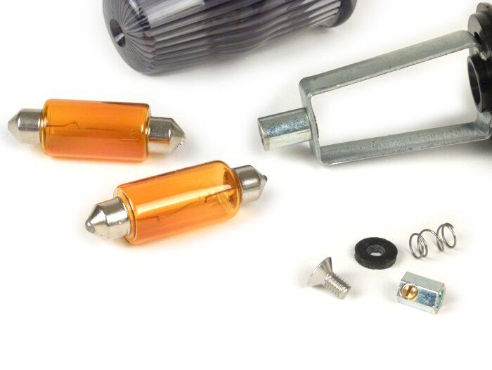 Clignotant -QUALITÉ OEM clignotant embout guidon- Vespa Rally180 (VSD1T), Rally200 (VSE1T), Sprint, V50, PV125, ET3 - noir