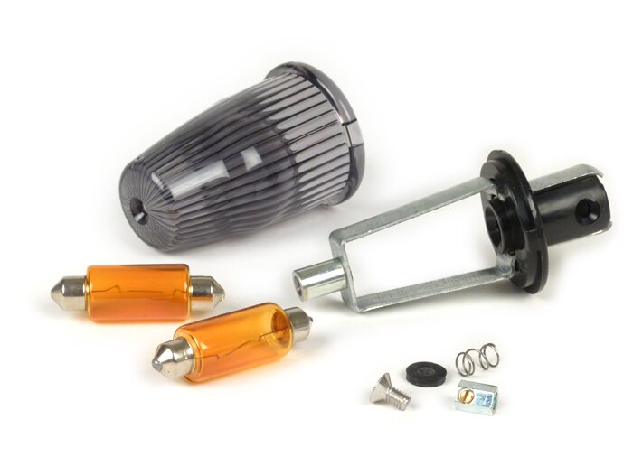 Clignotant -QUALITÉ OEM clignotant embout guidon- Vespa Rally180 (VSD1T), Rally200 (VSE1T), Sprint, V50, PV125, ET3 - noir