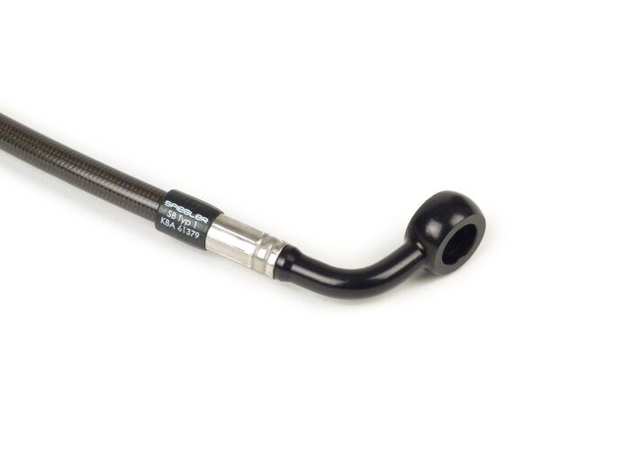 Tubi freno anteriori per pinze freno originali -SPIEGLER tubo: acciaio inox (carbonio), raccordo: alluminio (nero)- Vespa (senza ABS) GT 125 (ZAPM311), GT 200 (ZAPM312), GT L 125 (ZAPM311), GT L 200 (ZAPM312), GTS 125 (ZAPM313), GTS 250 (ZAPM451), GTS 125