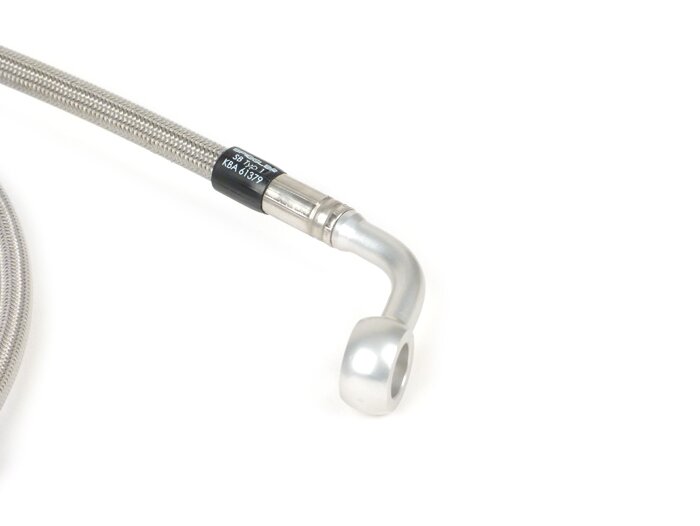 Remleiding voorrem voor originele remklauw -SPIEGLER leiding: roestvrij staal (transparant), fitting: aluminium (zilver)-Vespa (zonder ABS) GT 125 (ZAPM311), GT 200 (ZAPM312), GT L 125 (ZAPM311), GT L 200 (ZAPM312), GTS 125 (ZAPM313), GTS 250 (ZAPM451), G