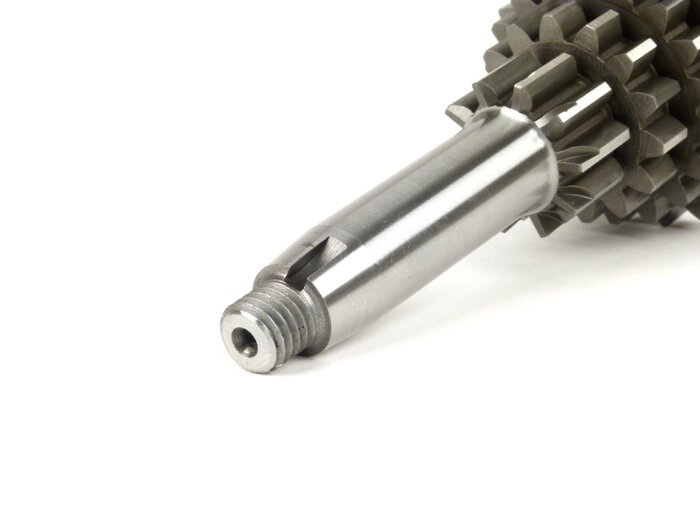 Eje auxiliar BENELLI para Vespa V50, PV125, ET3, PK50, PK80, PK125 S-XL/XL2 - 10-14-18-21 dientes - utilizable con caja de cambios original, cuarta velocidad corta