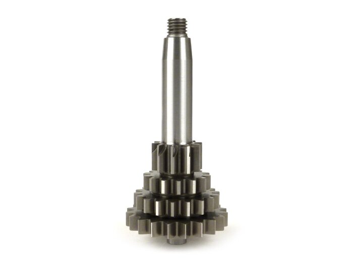 Eje auxiliar BENELLI para Vespa V50, PV125, ET3, PK50, PK80, PK125 S-XL/XL2 - 10-14-18-20 dientes - utilizable con caja de cambios original, cuarta velocidad extra corta