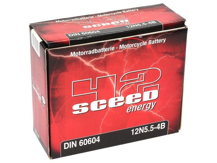 Batterie -Standard SCEED 42 Energy- 12N5,5-4B - 12V, 5Ah - 138x61x131mm (ohne Säure)