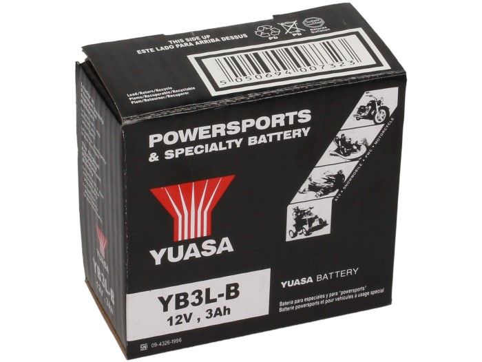 Batería -Estándar YUASA YB3L-B- 12V, 3Ah - 99x56x110mm (sin ácido)