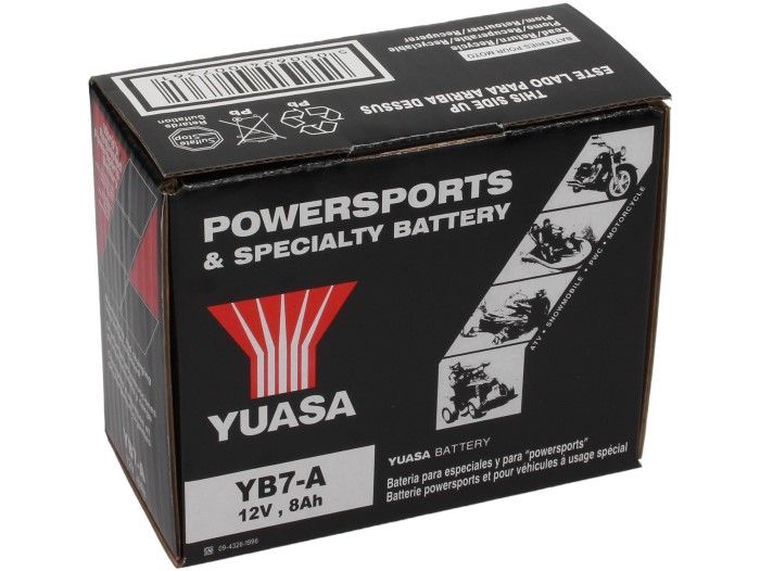 Batería -Estándar YUASA YB7-A- 12V, 8Ah - 135x80x140mm (sin ácido)