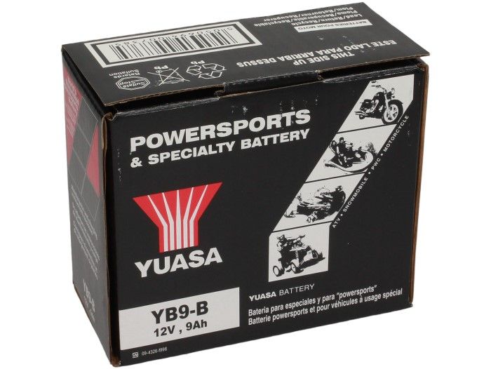 Battery -Standard YUASA YB9-B- 12V, 9Ah - 140x80x135mm (without acid)