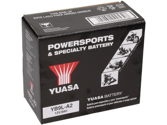Standaard YUASA YB9L-A2- 12V, 9Ah - 137x76x140mm (zonder zuur)