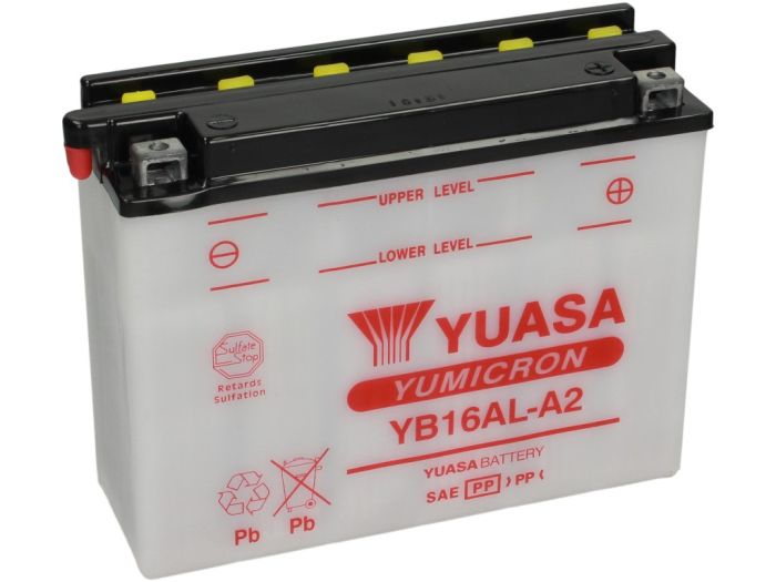 Accu -Standaard YUASA YB16AL-A2- 12V, 16Ah - 207x72x164mm (zonder zuur)
