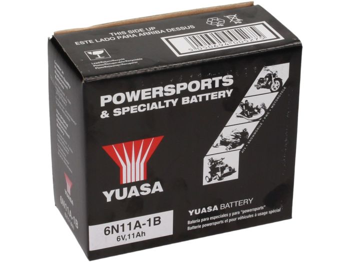 Batería -Estándar YUASA 6N11A-1B- 6V, 11Ah - 122x62x132mm (sin ácido)