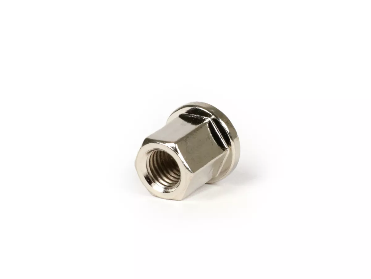 Dado con flangia (alto) -101 OCTANE- M7 x 1.00mm - usato come dado testa cilindro Minarelli 50cc orizzontale/ orizzontale