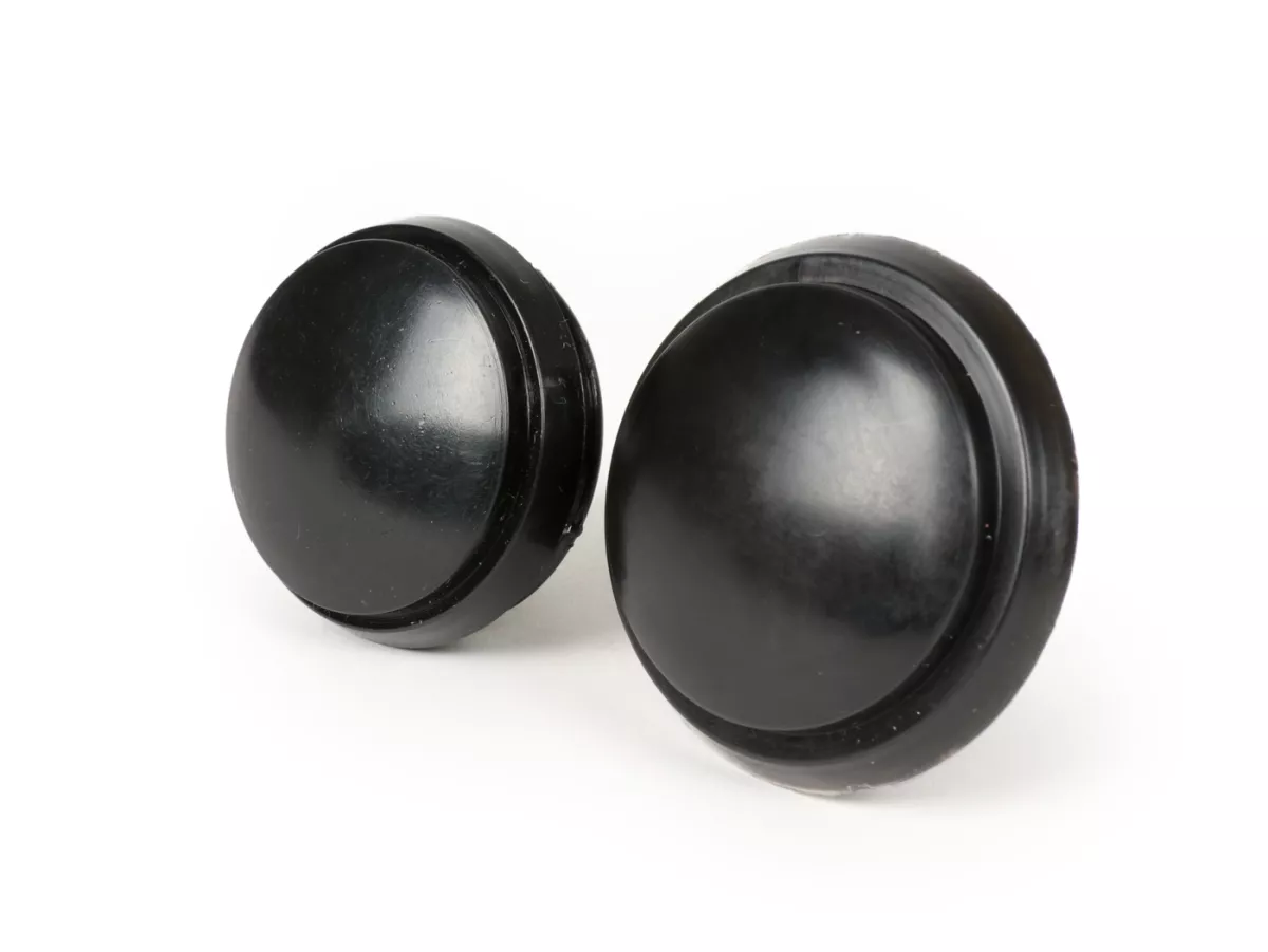 Pair of covers for wheel nut / brake drum Ø=36+39mm -OEM QUALITY front + rear- Vespa PX (1984-), T5 125cc, Cosa - black