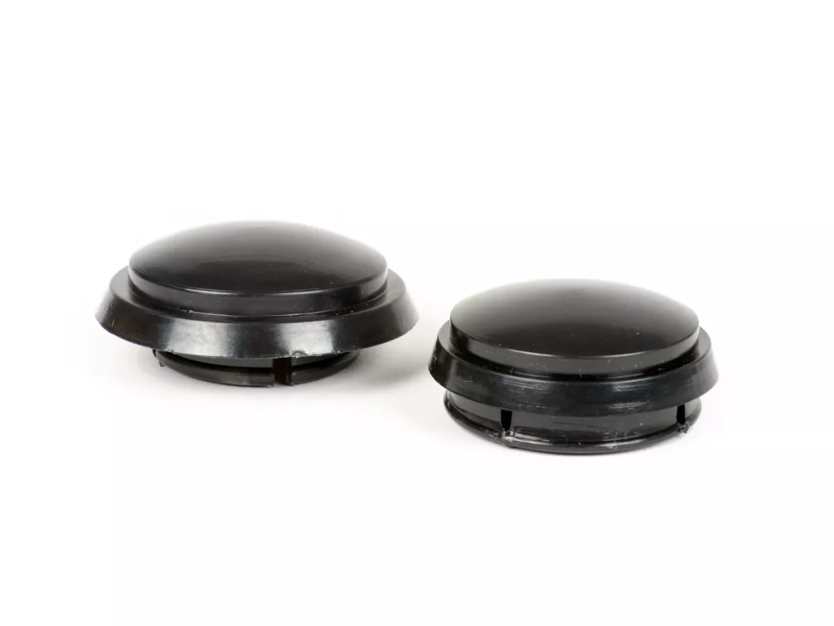 Pair of covers for wheel nut / brake drum Ø=36+39mm -OEM QUALITY front + rear- Vespa PX (1984-), T5 125cc, Cosa - black
