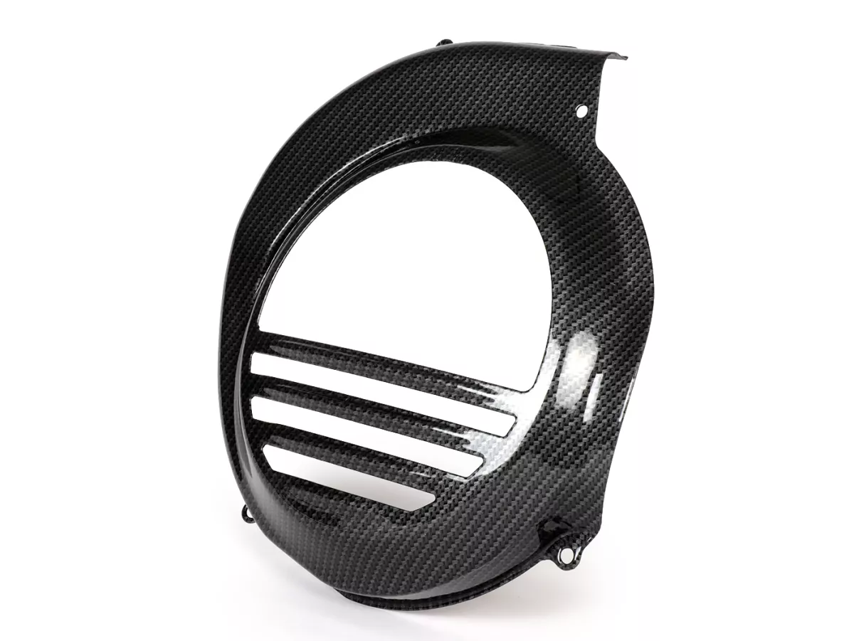 Cubre rueda ventilador -CIF Carbone Look- Vespa PX80, PX125, PX150, PX200 - modelos con arranque eléctrico