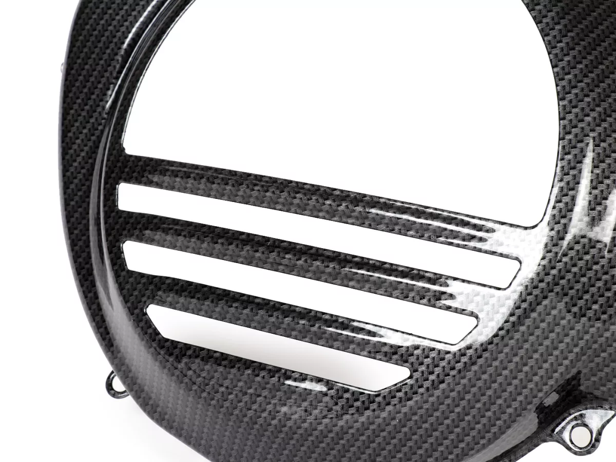 Cubre rueda ventilador -CIF Carbone Look- Vespa PX80, PX125, PX150, PX200 - modelos con arranque eléctrico