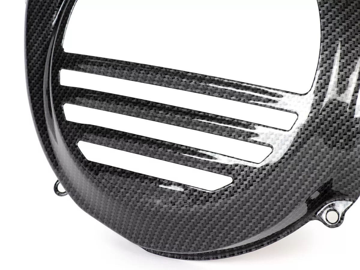 Cubre rueda ventilador -CIF Carbone Look- Vespa PX80, PX125, PX150, PX200 - modelos con arranque eléctrico