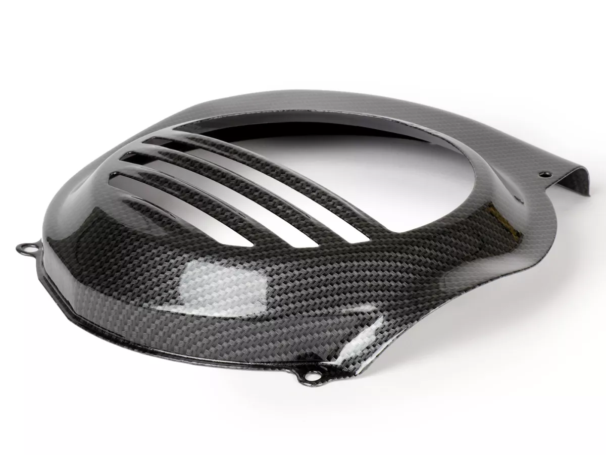 Cubre rueda ventilador -CIF Carbone Look- Vespa PX80, PX125, PX150, PX200 - modelos con arranque eléctrico