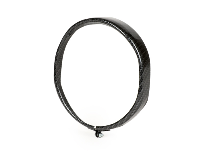 Headlamp rim -CIF carbon look, Ø=115/120mm (lens/external)- Vespa Vespa SS50 (V5SS1T), 50SR (V5SS2T), SS90 (V9SS1T), 90 Racer (V9SS2T), PV125 (VMA1T, VMA2T), ET3 VMB1T), Super (VNC1T/VBC1T)