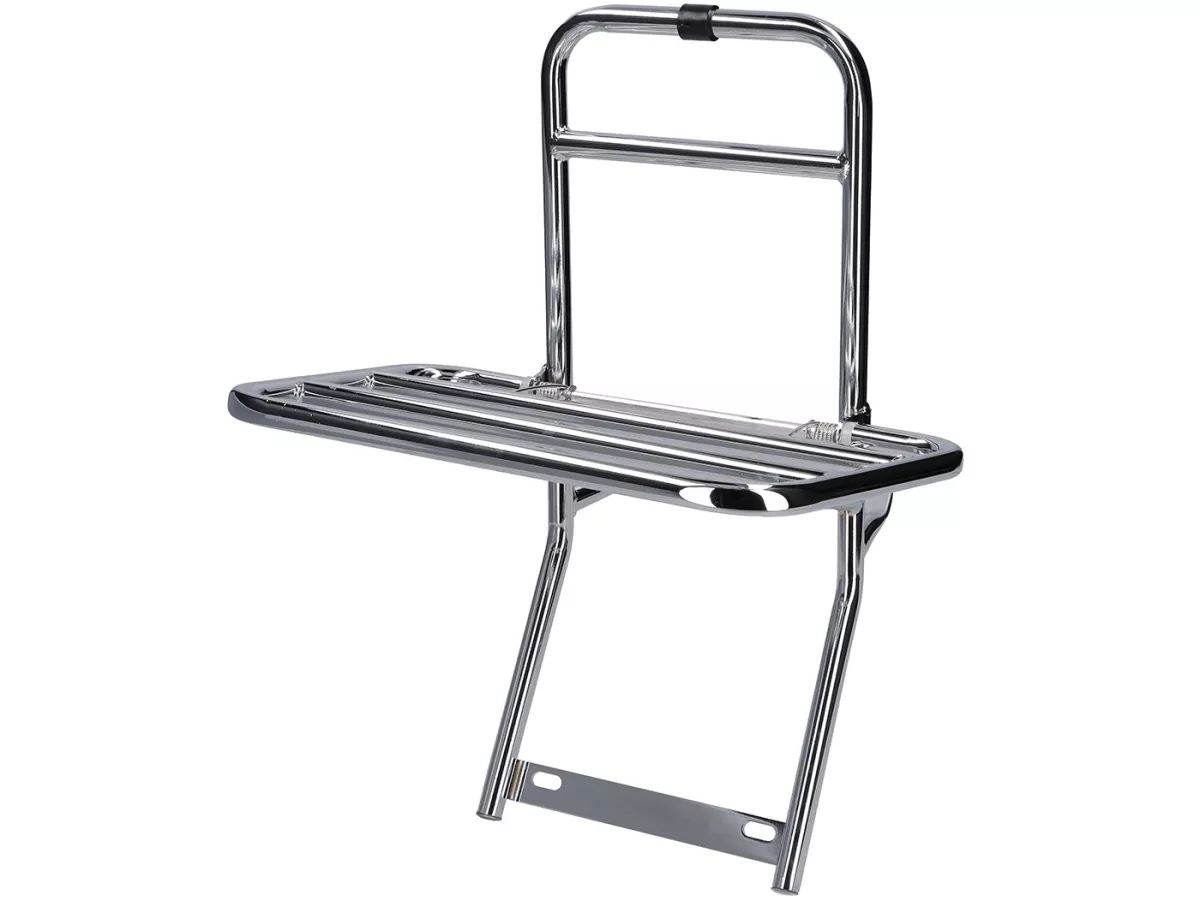 Porte-bagages arrière rabattable -PREDIERI ABBATE- Vespa Largeframe - Vespa PX80, PX125, PX150, PX200 - Chrome