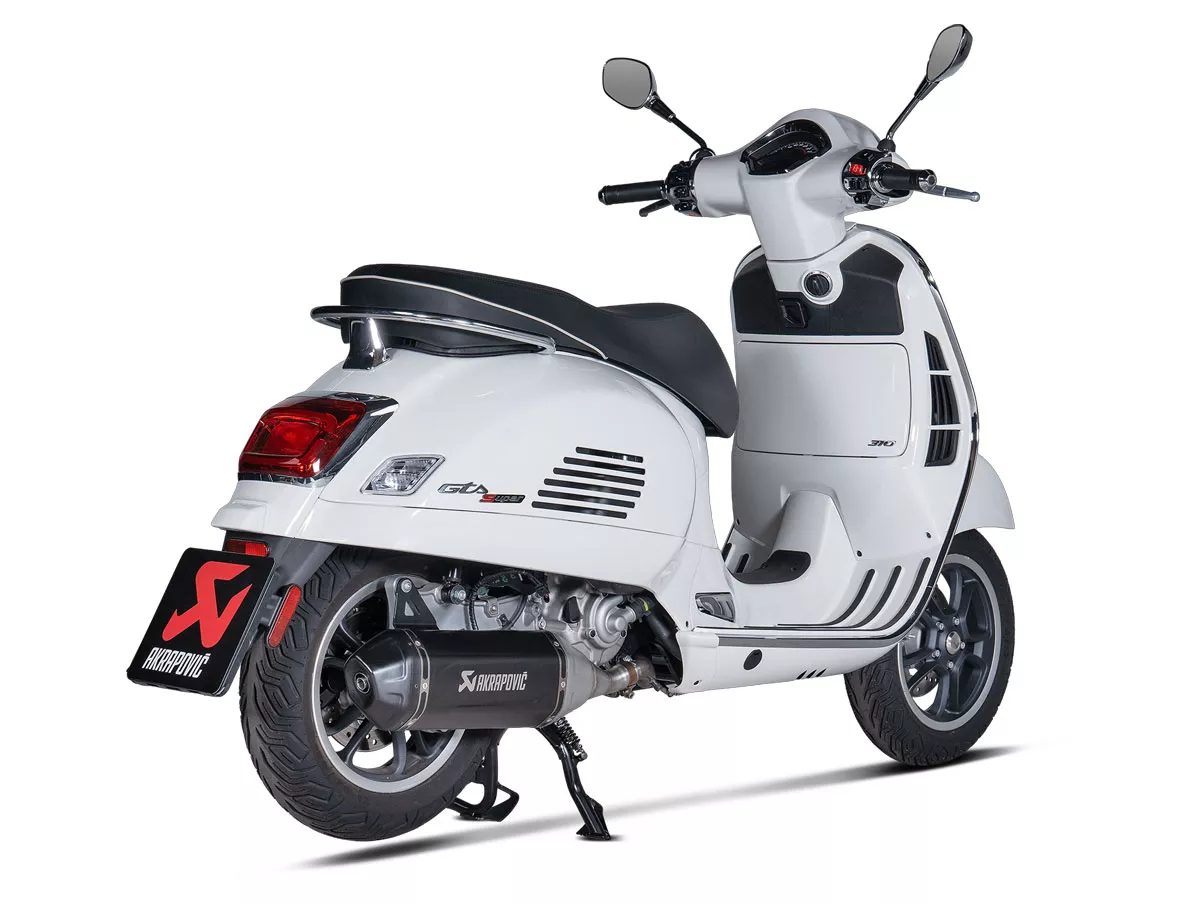 Exhaust -AKRAPOVIC Black Slip-On Line (SS)- Vespa GTS HPE 310 Euro 5+ - stainless steel black