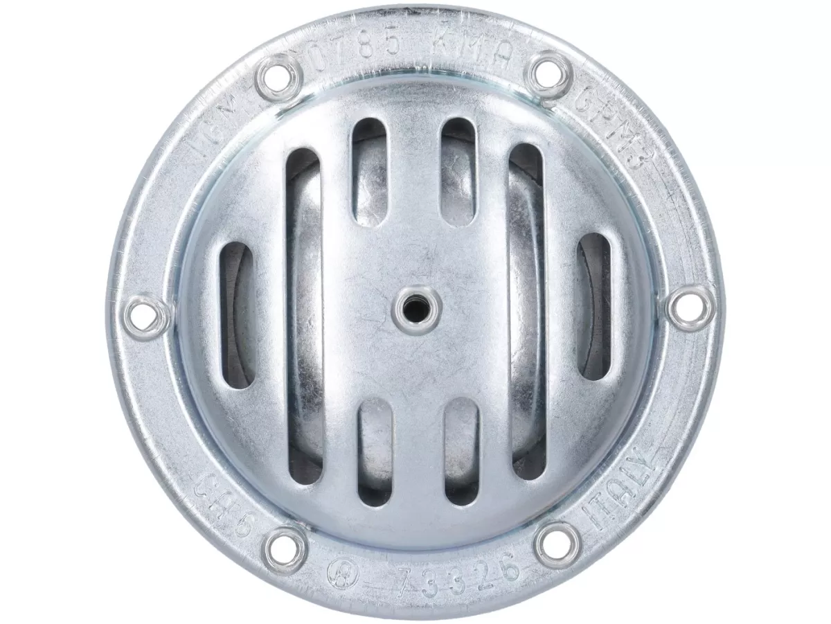 Klakson (bel) -BGM ASLI- Vespa PX/ET3 12V AC- Vespa - Ø = 75mm - cocok untuk mis. Vespa PX (-1984) tanpa baterai - galvanis