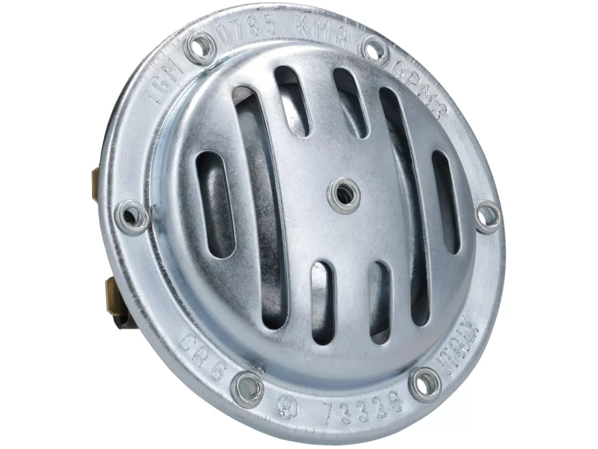 Klakson (bel) -BGM ASLI- Vespa PX/ET3 12V AC- Vespa - Ø = 75mm - cocok untuk mis. Vespa PX (-1984) tanpa baterai - galvanis