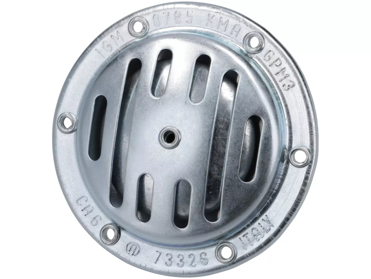 Klakson (bel) -BGM ASLI- Vespa PX/ET3 12V AC- Vespa - Ø = 75mm - cocok untuk mis. Vespa PX (-1984) tanpa baterai - galvanis