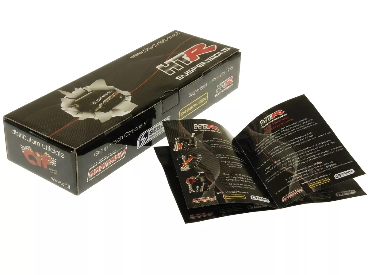 Front shock absorber -CARBONE HTR 255mm-Vespa PX80, PX125, PX150, PX200, T5 125cc - black