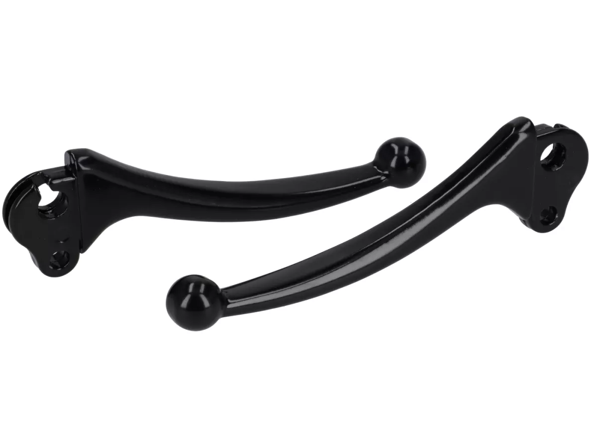 Tuas rem + tuas kopling (set) -CIF HQ Black Edition- Vespa Smallframe 1976-, V50, PV125, ET3 - aluminium dengan bola - hitam