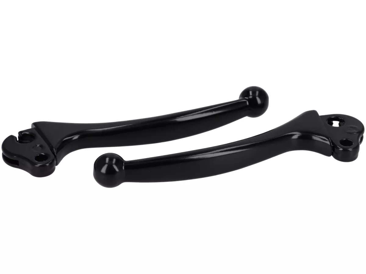 Tuas rem + tuas kopling (set) -CIF HQ Black Edition- Vespa Smallframe 1976-, V50, PV125, ET3 - aluminium dengan bola - hitam