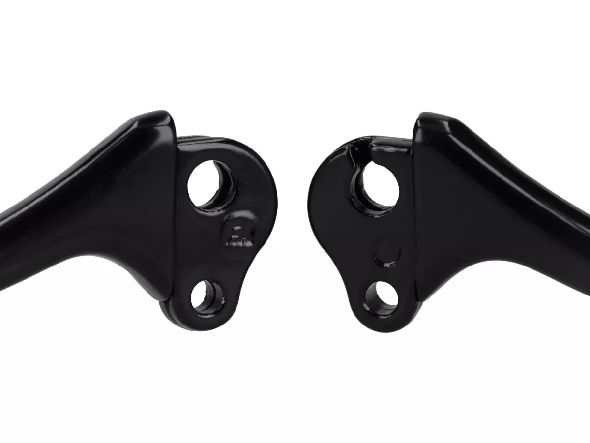 Tuas rem + tuas kopling (set) -CIF HQ Black Edition- Vespa Smallframe 1976-, V50, PV125, ET3 - aluminium dengan bola - hitam