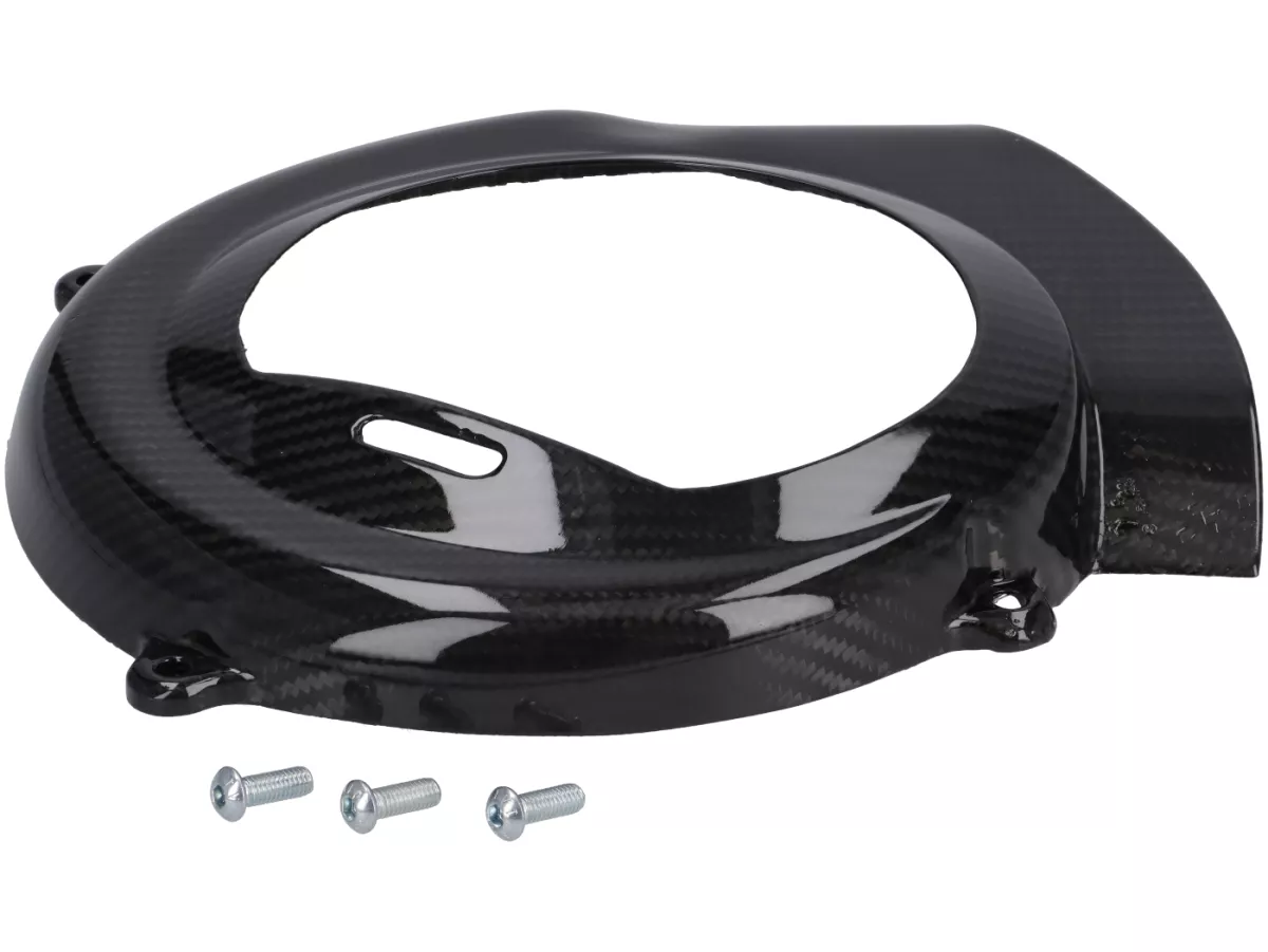 Lüfterradabdeckung -CARBON ITALY, Echtcarbon- Vespa V50, PV, ET3 - halb offen