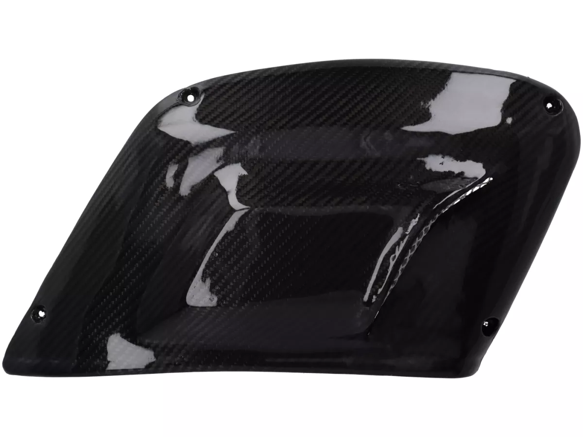 Penutup samping kanan - CARBON ITALY, karbon asli - Vespa V50, PV, ET3 - dengan corong saluran udara