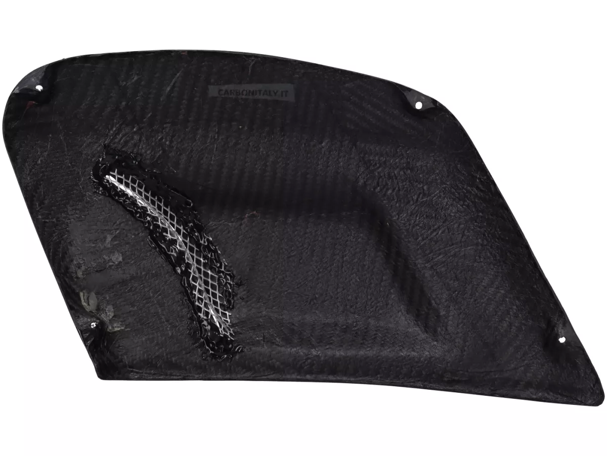 Penutup samping kanan - CARBON ITALY, karbon asli - Vespa V50, PV, ET3 - dengan corong saluran udara