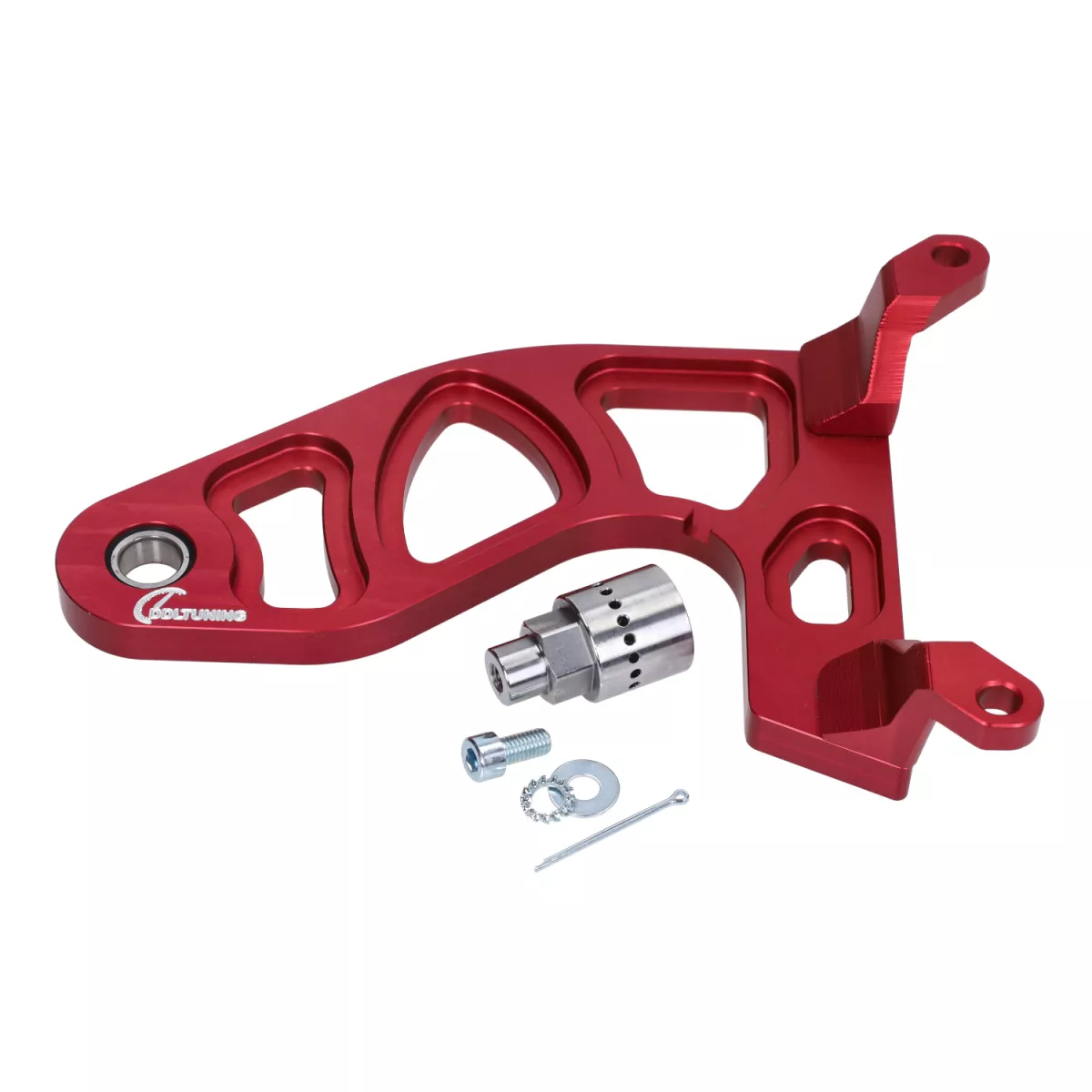 Extra svängarm -DDL Tuning CNC röd- Piaggio 125-180 ccm 2-takts - Gilera Runner FX/FXR 125-180, Italjet Dragster 125-180, Piaggio SKR125, SKR150, TPH125, Skipper125, Skipper150, Hexagon LX/LXT 125-180 AC/LC