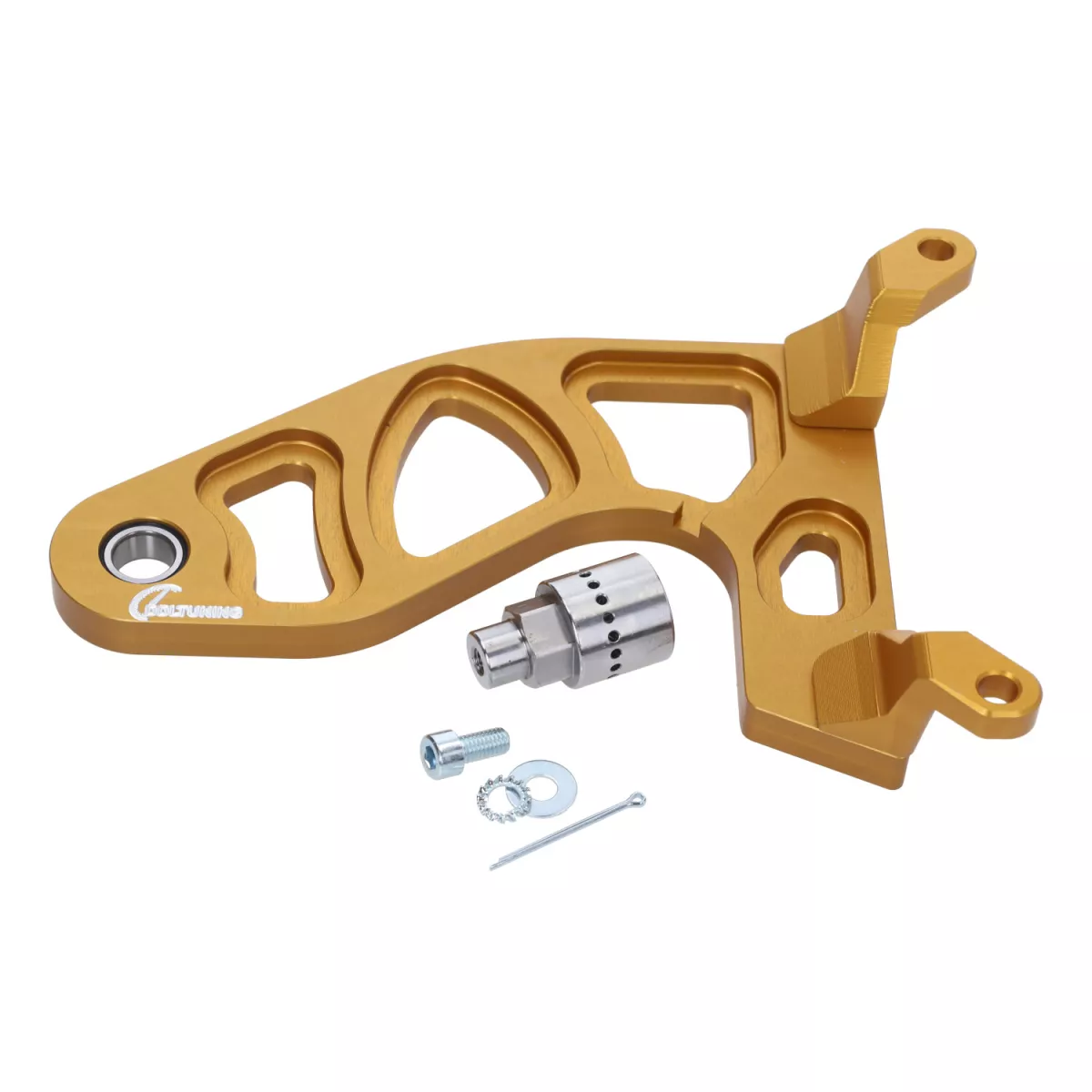 Extra svängarm -DDL Tuning CNC guld- Piaggio 125-180 ccm 2-takts - Gilera Runner FX/FXR 125-180, Italjet Dragster 125-180, Piaggio SKR125, SKR150, TPH125, Skipper125, Skipper150, Hexagon LX/LXT 125-180 AC/LC