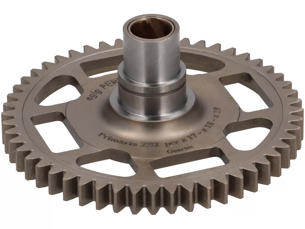 Ruota primaria -FAIO/EGIG PERFORMANCE- Vespa V50, PV125, ET3, PK50, PK80, PK125 - Z52 (dentatura diritta per Z17, Z18, Z19) - utilizzata ad esempio per EGIG220, Quattrini M200