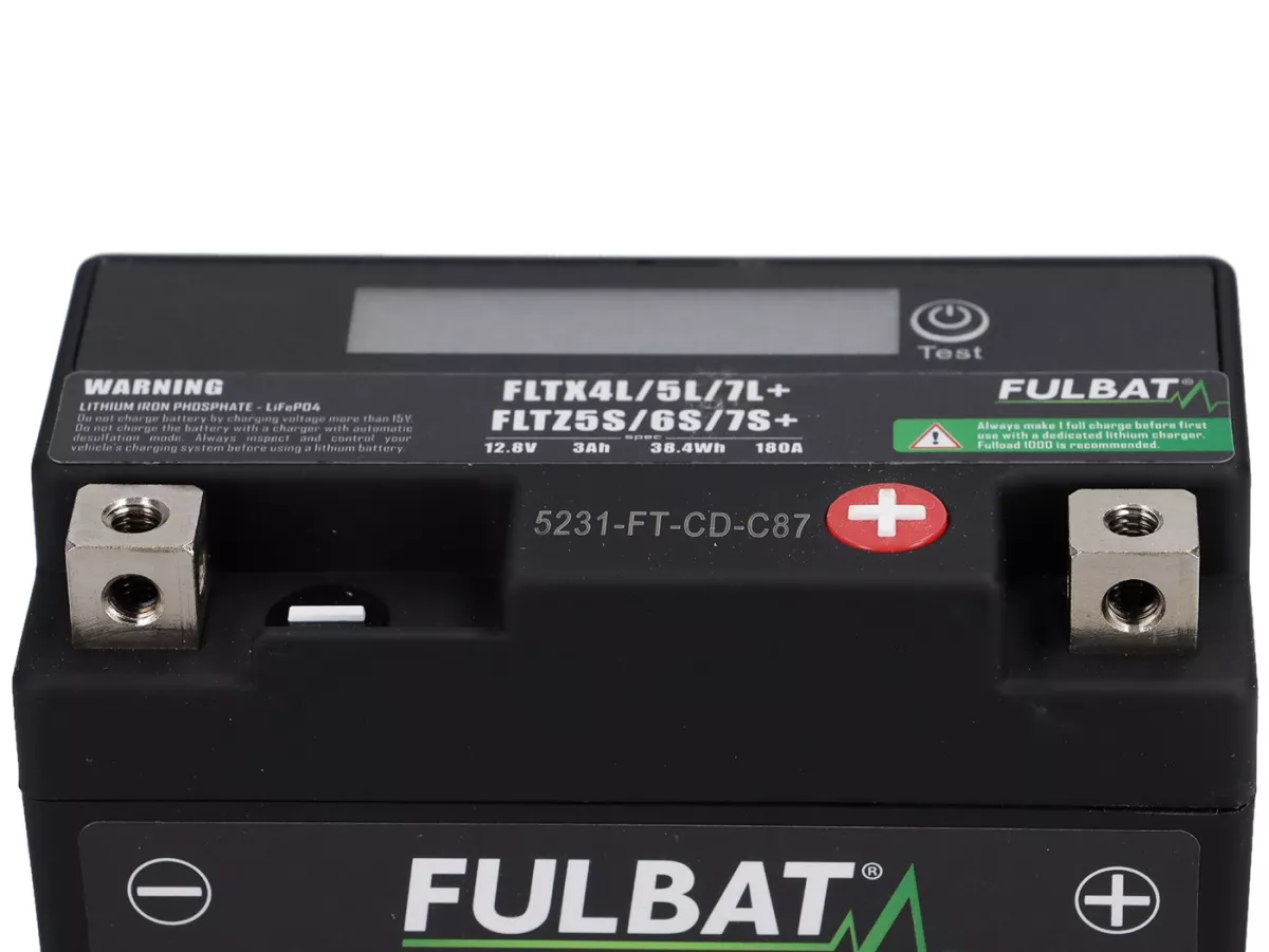 Batterie (LiFePO4) wartungsfrei  -FULBAT- FTX4L / 5L / 7L, 12V 3Ah 180A, 107x56x85mm