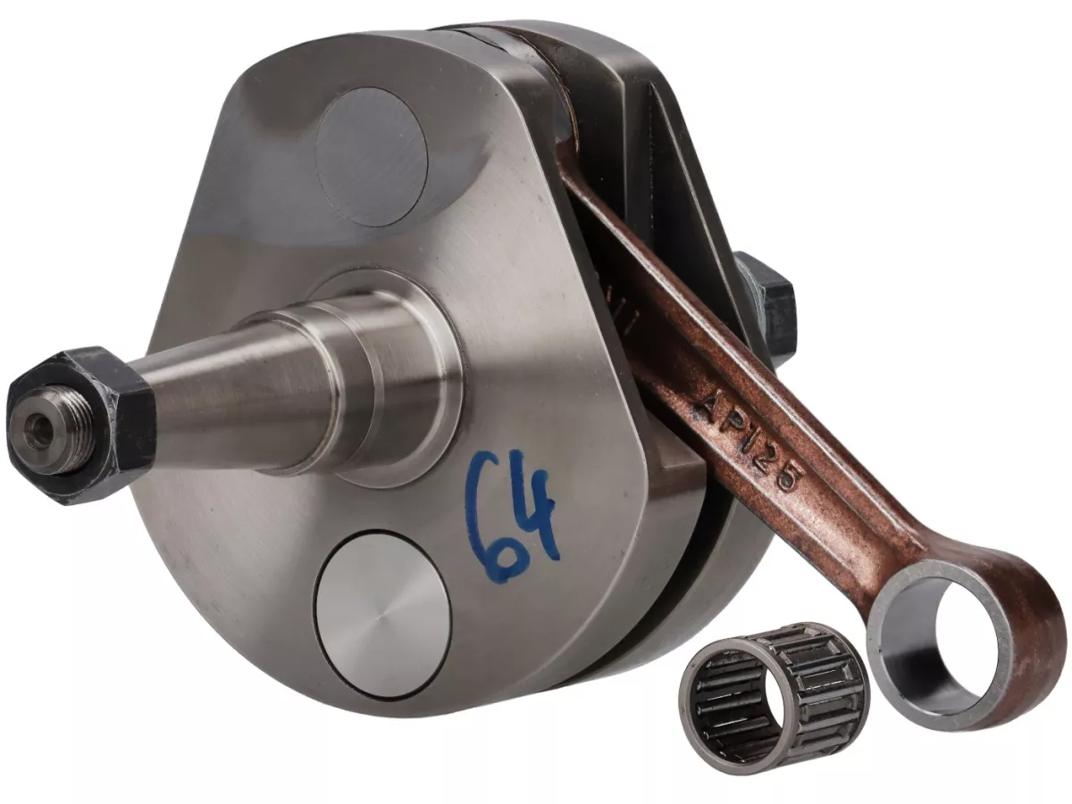 Vilebrequin -KINGWELLE (clapet) - course 64mm, bielle 110mm, axe de piston Ø15mm- Vespa PX -  p.e. pour BGM177, Quattrini M1X