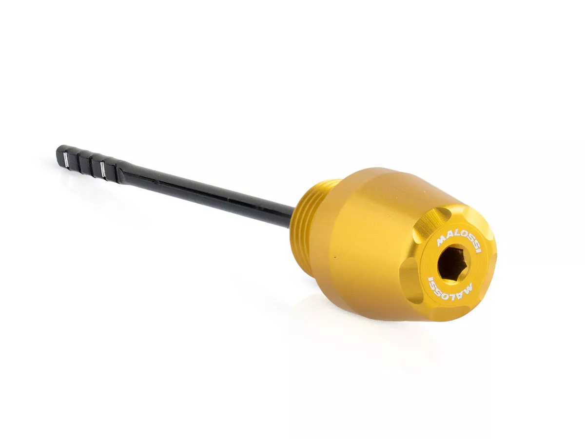 Tapón de llenado de aceite con varilla Malossi, dorado para Vespa GTS 310cc, Piaggio MP3 310cc, Piaggio Beverly 310cc