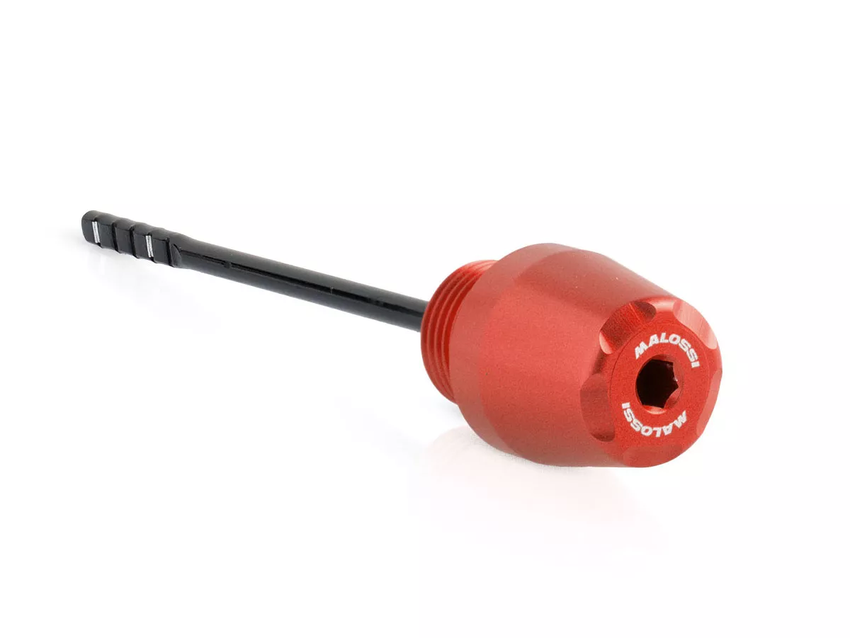 Tapón de llenado de aceite con varilla Malossi, rojo para Vespa GTS 310cc, Piaggio MP3 310cc, Piaggio Beverly 310cc