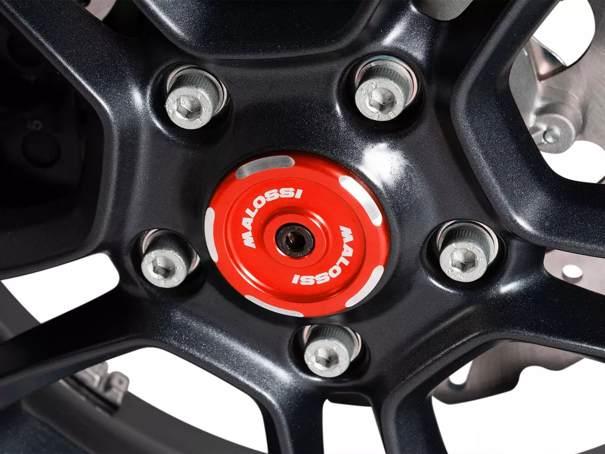 Cache écrou de roue / tambour de frein Ø=35mm Malossi, rouge pour Vespa Primavera, Sprint, GTS, GTV, GT, GTL, LX, S, LXV