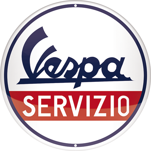 Tanda timah -VESPA SERVIZIO- Ø = 35cm - Tanda bengkel