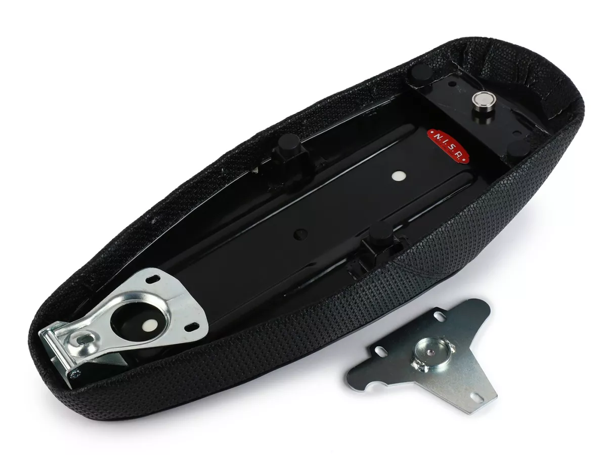 Selle -NISA Black Girl (Corps acier)- Vespa Largeframe PX, PX Lusso, Sprint, TS, GT/GTR, Super, VNA, VNB, VBA, VBB - Noir