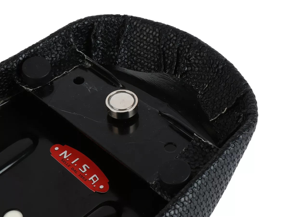 Selle -NISA Black Girl (Corps acier)- Vespa Largeframe PX, PX Lusso, Sprint, TS, GT/GTR, Super, VNA, VNB, VBA, VBB - Noir